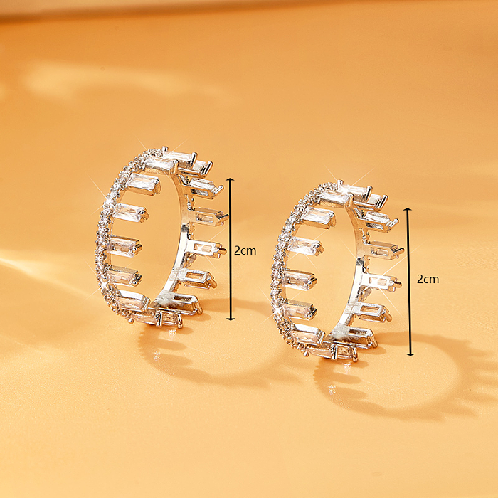 Elegant Simple Style Korean Style Gear Copper Inlay Zircon Rings