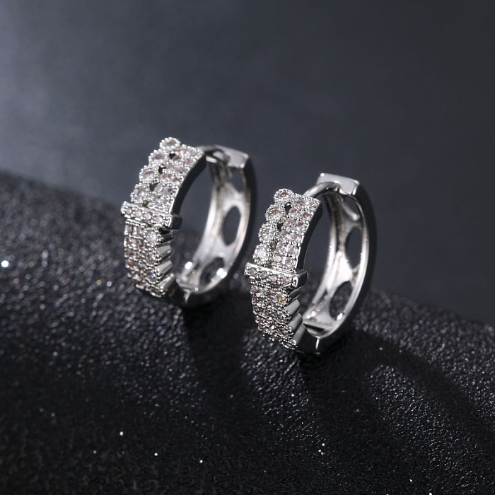 1 Pair Simple Style U Shape Plating Inlay Copper Zircon Earrings