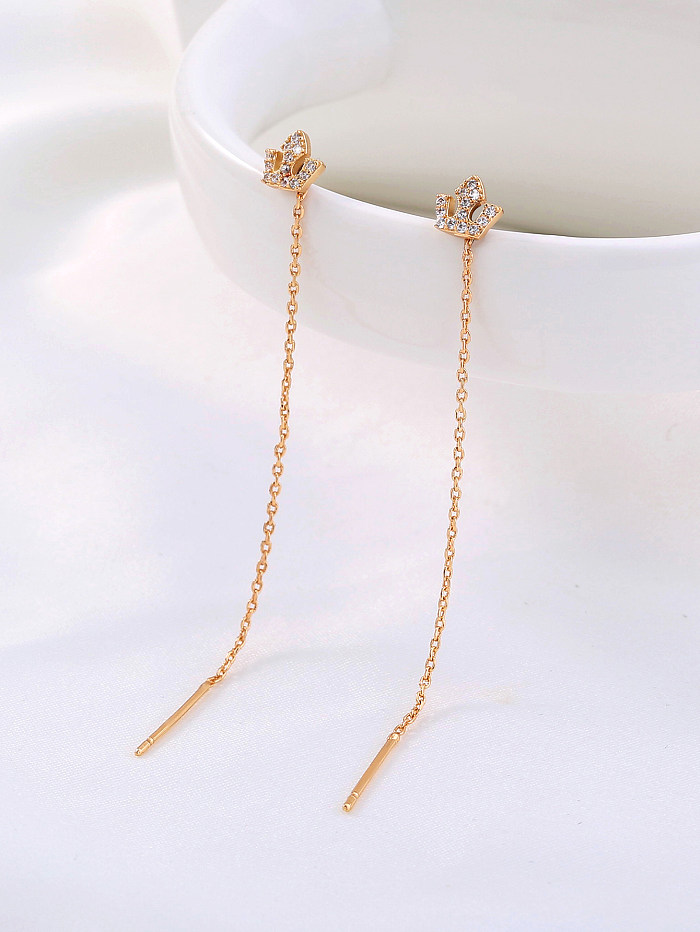 1 Pair Simple Style Crown Copper Inlay Zircon Gold Plated Ear Line