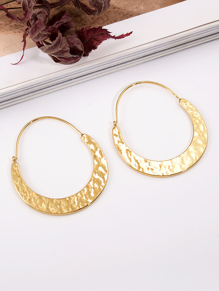 1 Pair Simple Style Solid Color Plating Pleated Copper 18K Gold Plated Earrings