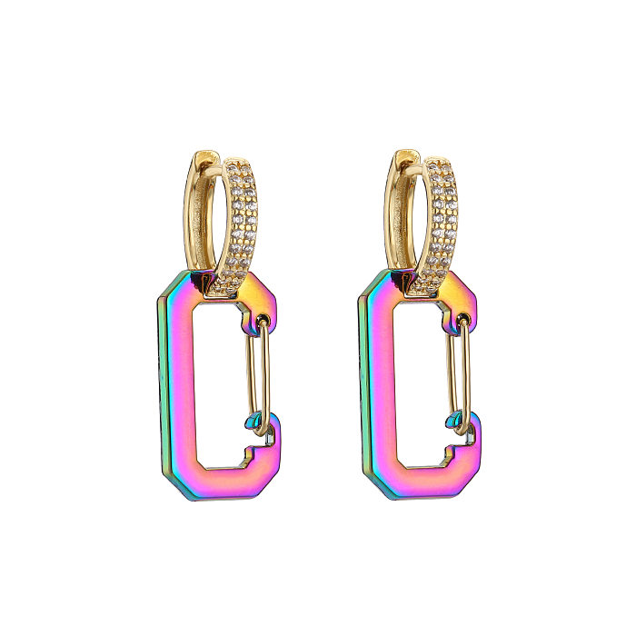 Fashion Geometric Brass Earrings Zircon Copper Earrings