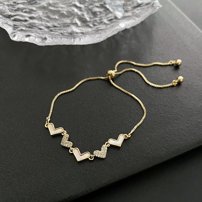 Bracelets de Zircon incrustés de cuivre en forme de cœur de trajet de style simple