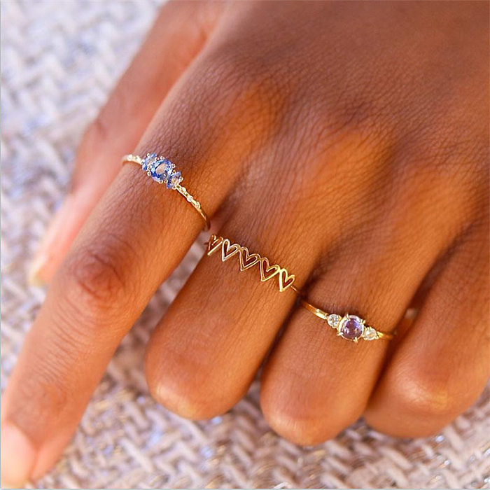 18k simples moda céu estrelado triplo zircão anel de cobre joias por atacado