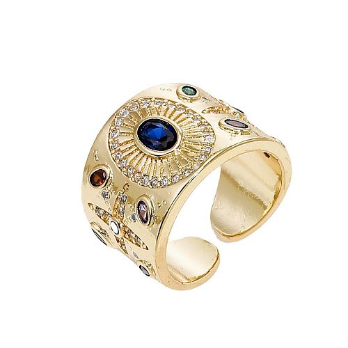 Fashion Geometric Star Copper Gold Plated Zircon Open Ring 1 Piece