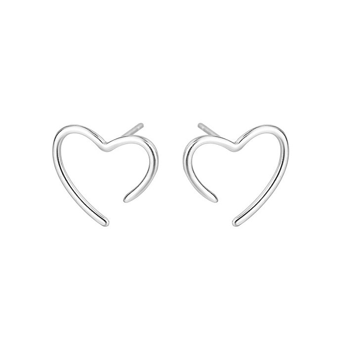 Clous d'oreilles plaqués cuivre en forme de cœur, style simple, 1 paire