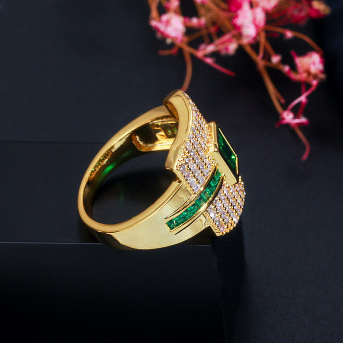 Glam Simple Style Geometric Copper Plating Inlay Zircon 14K Gold Plated Gold Plated Rhodium Plated Rings
