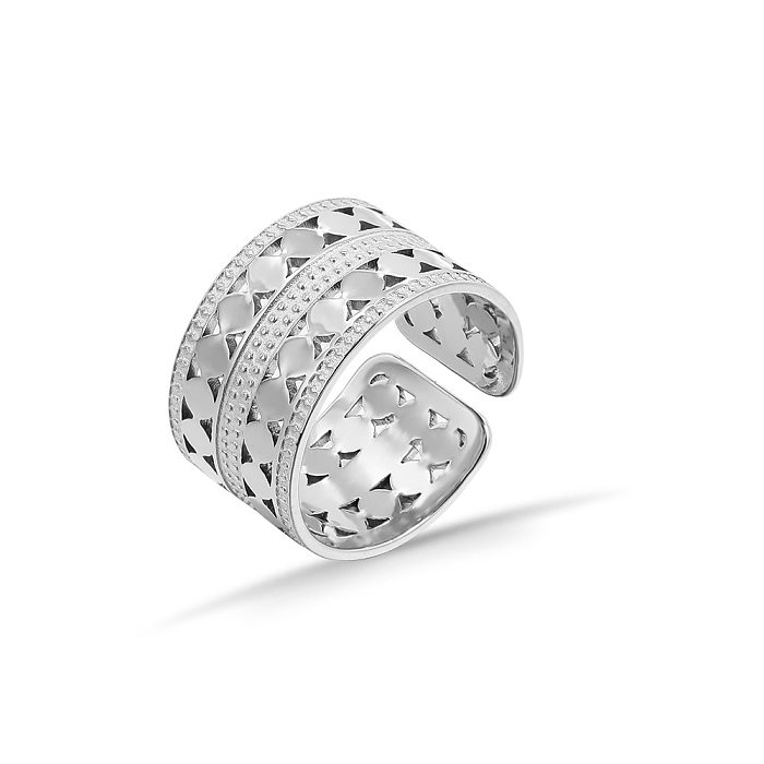 Chapeamento de anel aberto de aço inoxidável quadrado geométrico fashion sem anéis de aço inoxidável embutidos