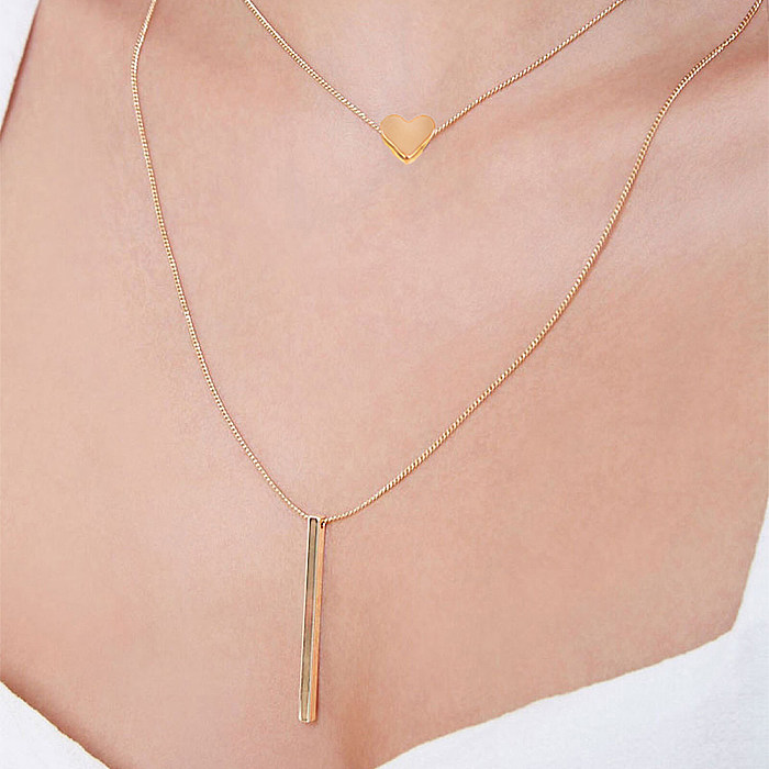 Fashion Heart Shape Copper Inlay Zircon Pendant Necklace 1 Piece