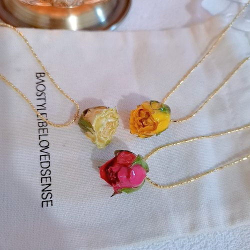 Süße Blumen-Kupfer-Anhänger-Halskette