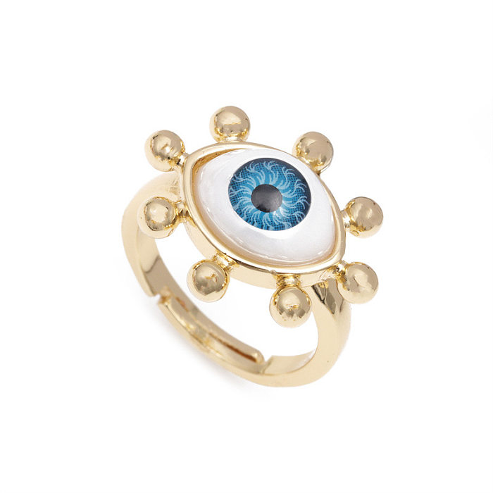 Fashion Devil'S Eye Copper Rings Inlay Zircon Copper Rings