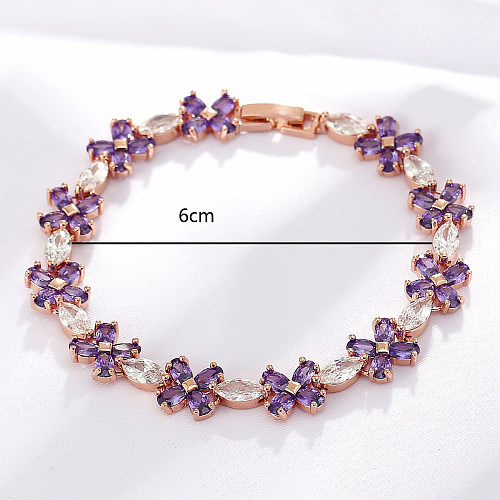 Sweet Flower Copper Bracelets Plating Inlay Zircon Copper Bracelets