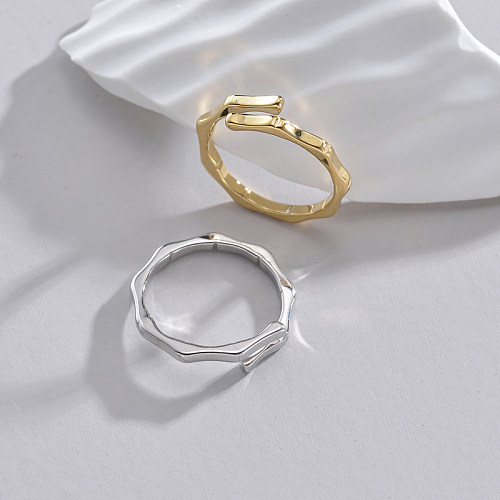 Anéis abertos banhados a ouro 18K assimétricos de aço inoxidável do losango do estilo simples
