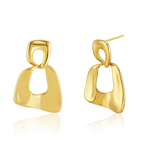 Boucles d'oreilles tendance en or véritable 18 carats plaqué cuivre européen et américain, design d'intérêt spécial, brillant, mode minimaliste, clous d'oreilles, petits bijoux de style froid