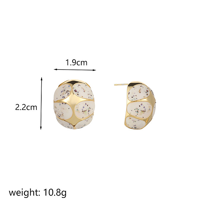 1 par de pinos de orelha banhados a ouro 18K com revestimento geométrico de estilo simples
