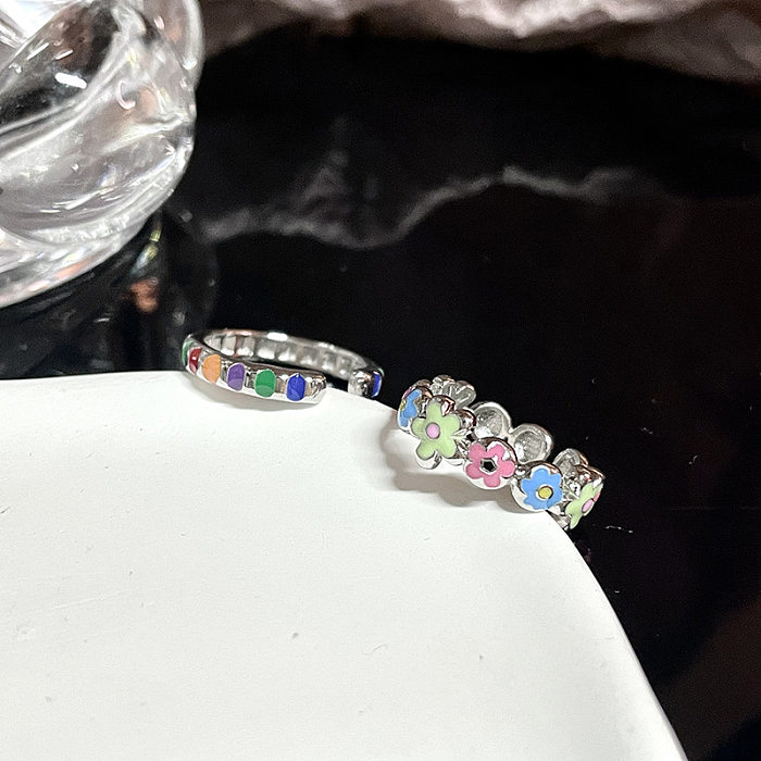 Offener Ring mit Blumen-Kupfer-Emaille im klassischen Stil