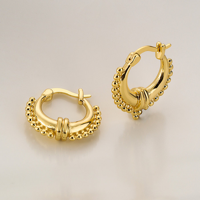 Fashion Circle Copper Gold Plated Hoop Earrings 1 Pair