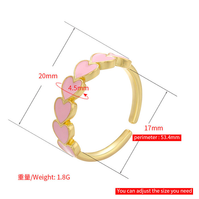 Wholesale Fashion Color Drop Oil Heart Opening Adjustable Ring jewelry