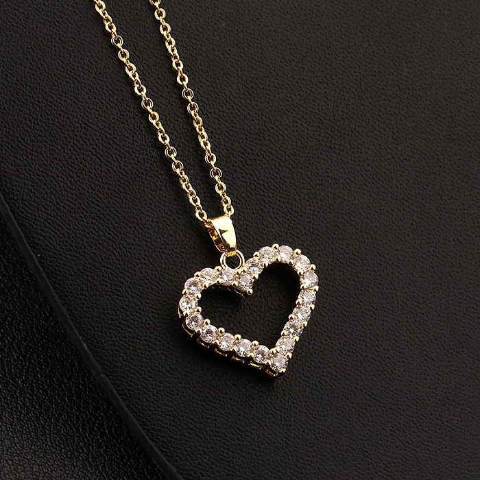 Europe And America Cross Border Love Pendant Necklace Micro-Inlaid Color Zircon Clavicle Chain Geometric Girl Pendant Heart-Shaped Necklace
