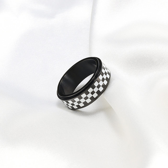 1 Piece Simple Style Lattice Stainless Steel Plating Rings