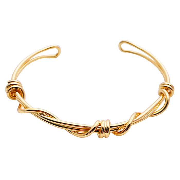 Simple Style Solid Color Copper Plating Gold Plated Bangle