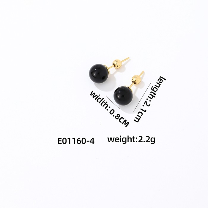 1 Pair Vintage Style Round Plating Natural Stone Copper Drop Earrings