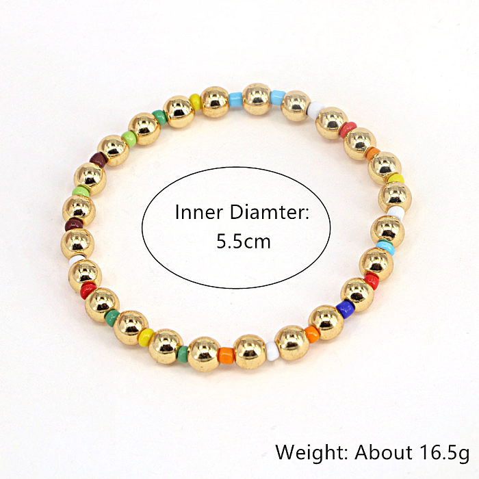 Einfaches Armband weibliches böhmisches goldenes Kupferperle glasierte Perle weiches Keramikarmband