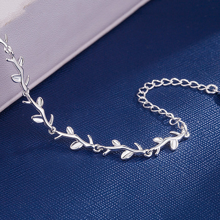 Korean Moonlight Forest Leaves And Branches Silver-plated Copper Bracelet