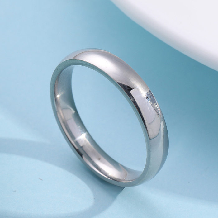 Simple Style Round Titanium Steel Plating Rings