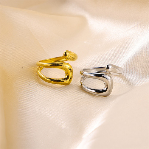 Anéis abertos de aço inoxidável de cobra de cor sólida estilo clássico retrô