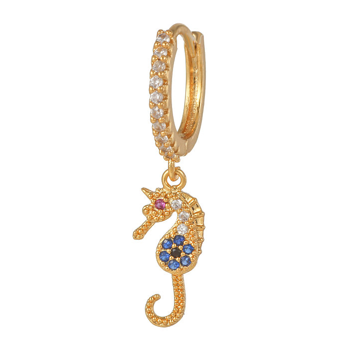 Fashion Snake Butterfly Brass Inlaid Zircon Drop Earrings 1 Piece