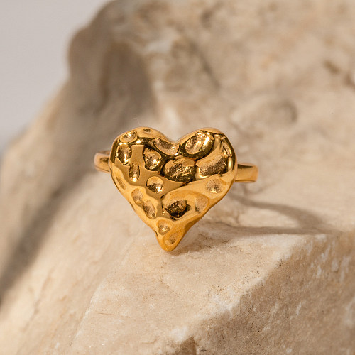 Anéis banhados a ouro Titanium do aço 18K do chapeamento de aço inoxidável da forma simples do coração do estilo
