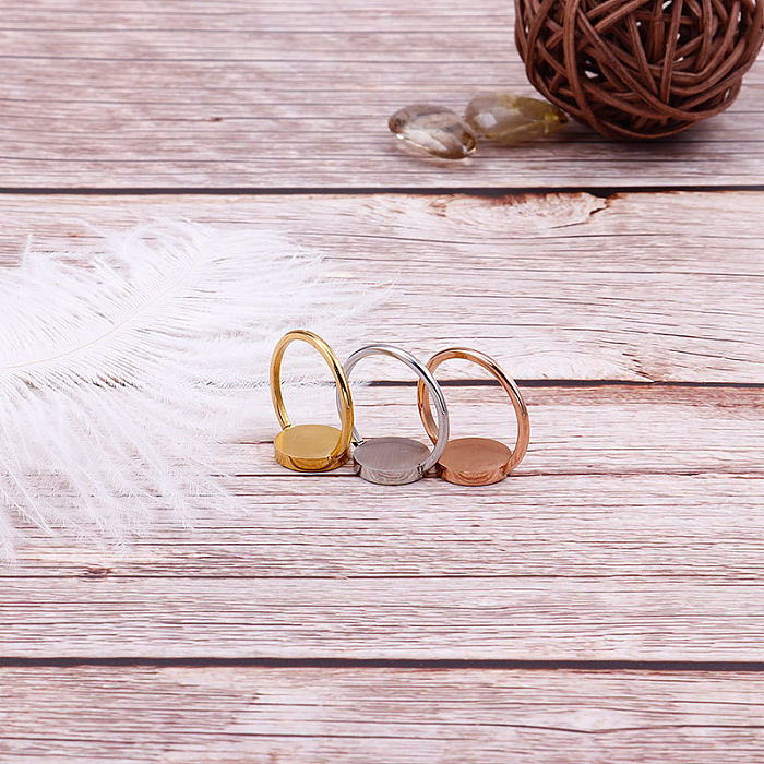 Korea Fashion Simple Stainless Steel Contrast Color Round Ring Wholesale jewelry