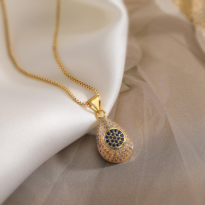 Collier pendentif en cuivre plaqué or 18 carats avec gouttelettes d'eau de Style Simple, en vrac