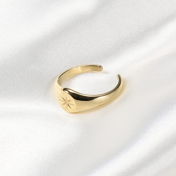 Elegant Wedding Hexagram Stainless Steel Polishing Plating 14K Gold Plated Open Rings
