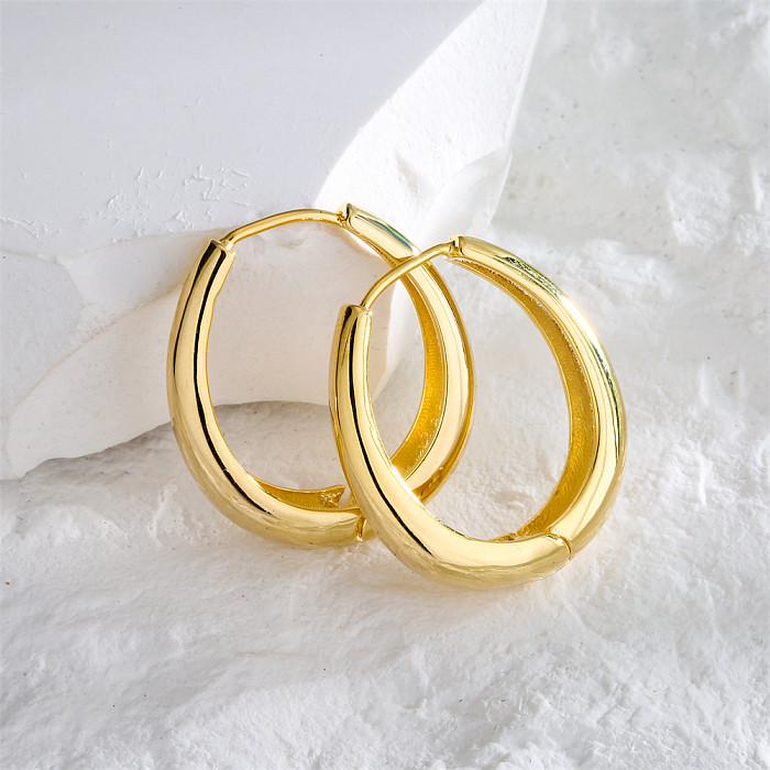 Fashion Copper Plated 14K Gold Round Shaped Earrings Female