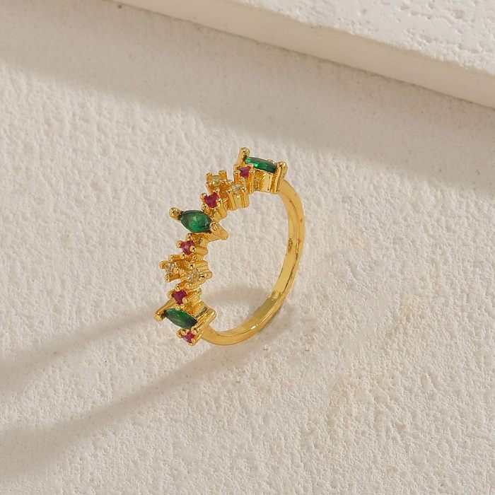 Anéis de zircão embutidos de cobre com gotas de água de estilo simples