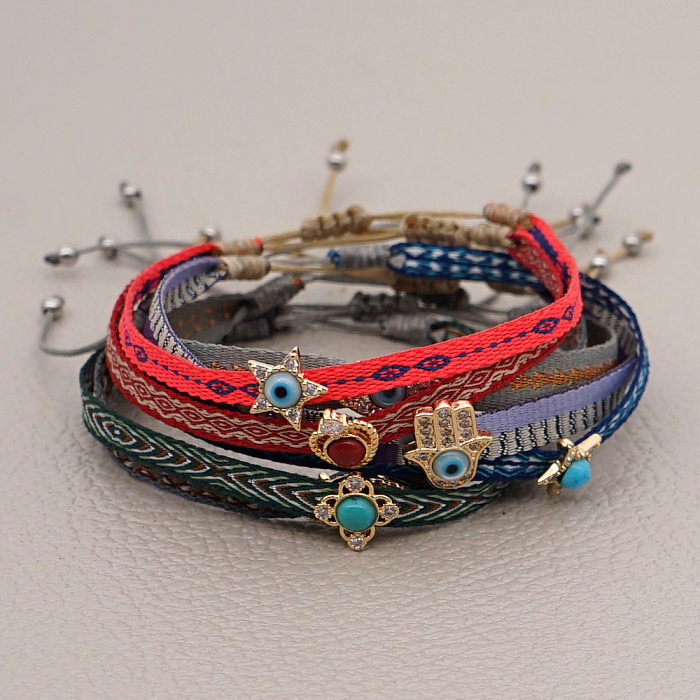 1 Piece Fashion Letter Devil'S Eye Copper Knitting Inlay Zircon Bracelets