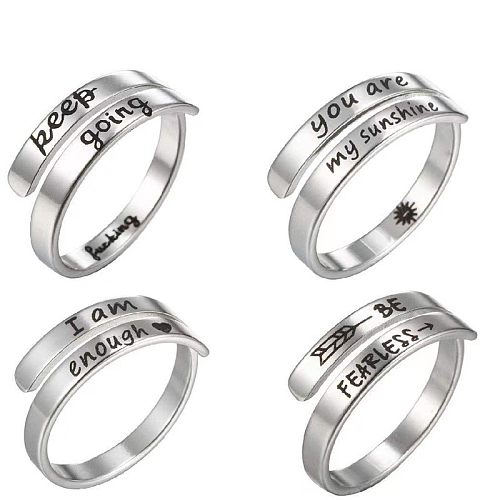 Simple Style Commute Letter Stainless Steel Polishing Plating Gold Plated Open Ring