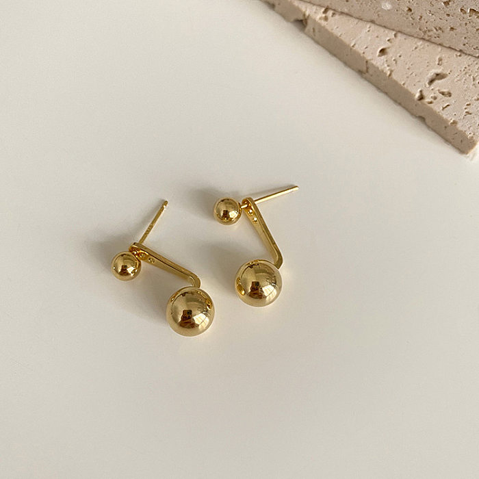 Simple Style Solid Color Copper Ear Studs Plating Copper Earrings