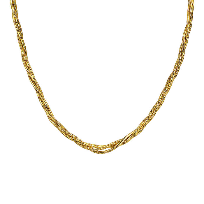 Colar de pulseiras banhado a ouro com chapeamento de aço inoxidável torcido estilo simples