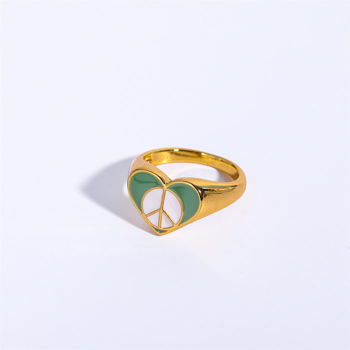 Retro Letter Brass Enamel Rings