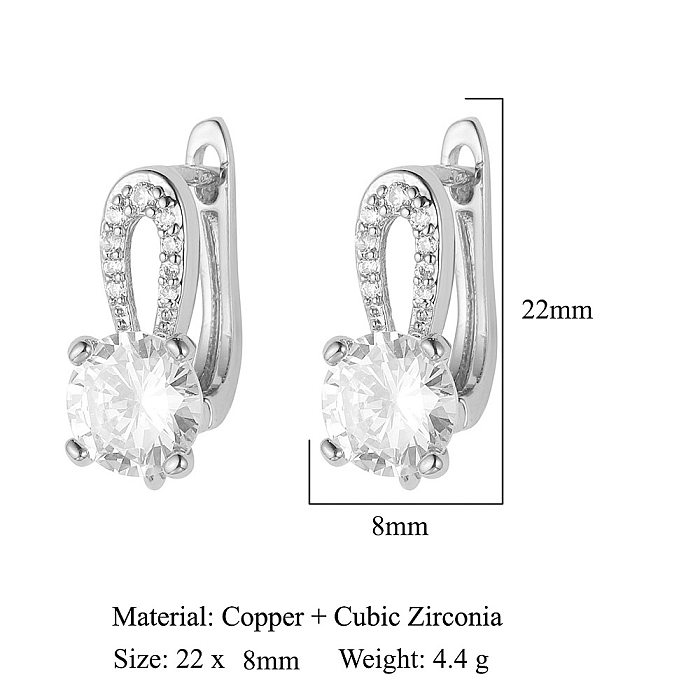1 par de brincos de orelha com pedras preciosas artificiais de cobre em formato de folha de estilo simples