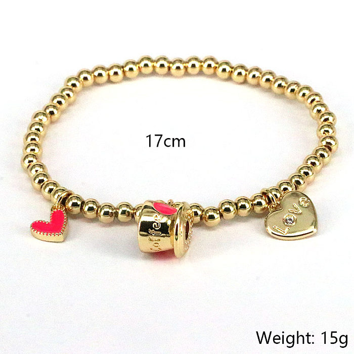 Bracelets en cuivre en forme de coeur de lettre de mode Bracelets en cuivre émaillé 1 pièce
