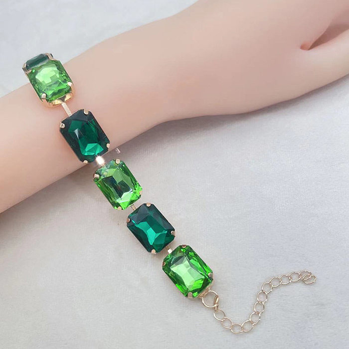 Exaggerated Colorful Copper Inlay Artificial Crystal Bracelets