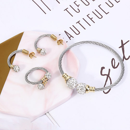 Pendientes de pulseras de anillos de piedras preciosas artificiales con incrustaciones de acero inoxidable de estrella de Streetwear