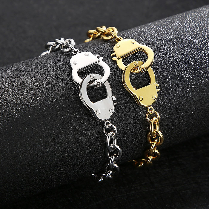 Retro Solid Color Stainless Steel Chain 18K Gold Plated Bracelets Necklace