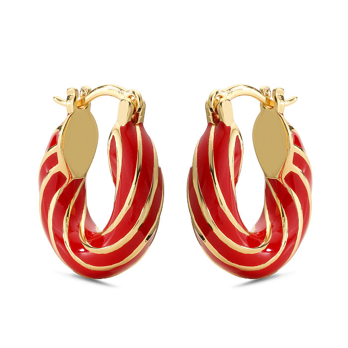 1 Pair Simple Style Color Block Enamel Copper Earrings