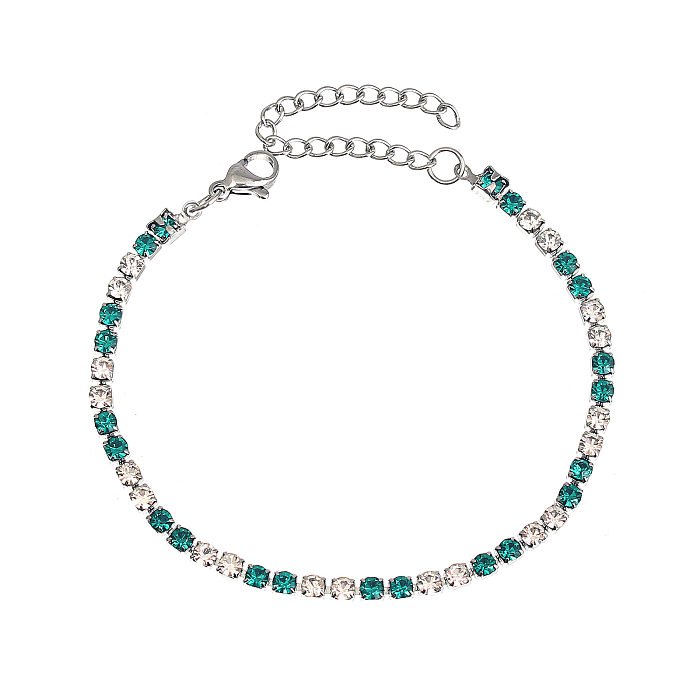 Geometrischer Edelstahl-Armband-Halskette im modernen Stil mit handgefertigten Intarsien und künstlichen Edelsteinen