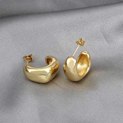 Brincos de orelha banhados a ouro de cobre irregulares da moda 1 par