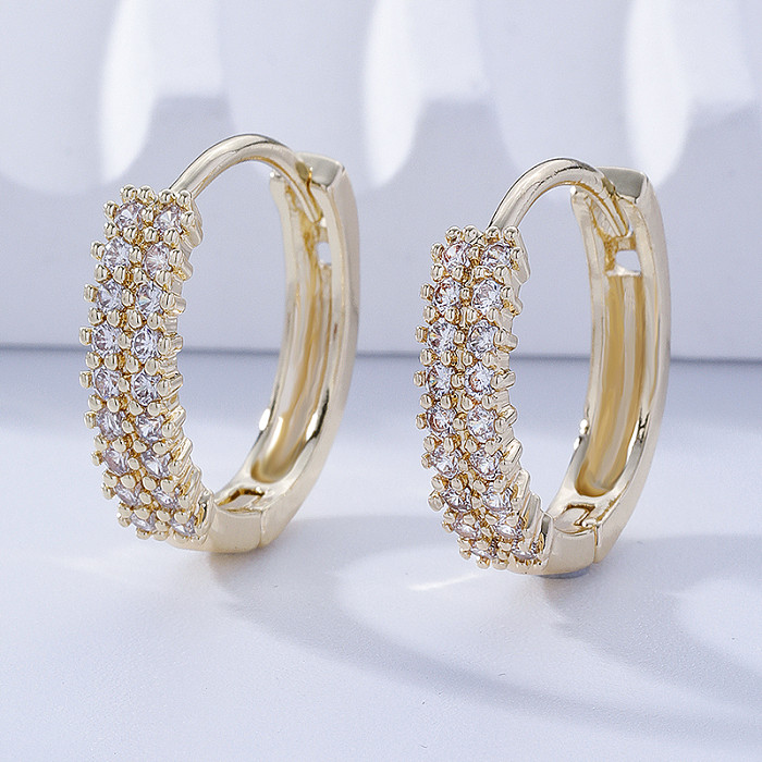 1 Pair IG Style Retro Simple Style Geometric Round Plating Inlay Copper Zircon Ear Studs